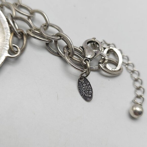 Hammered Silver Tone Necklace Earrings Set With Chain Tassels Laura Ashley - Picture 5 of 7